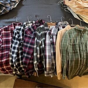 Men's Casual Plaid Button Down Shirt - Green, Red, Black